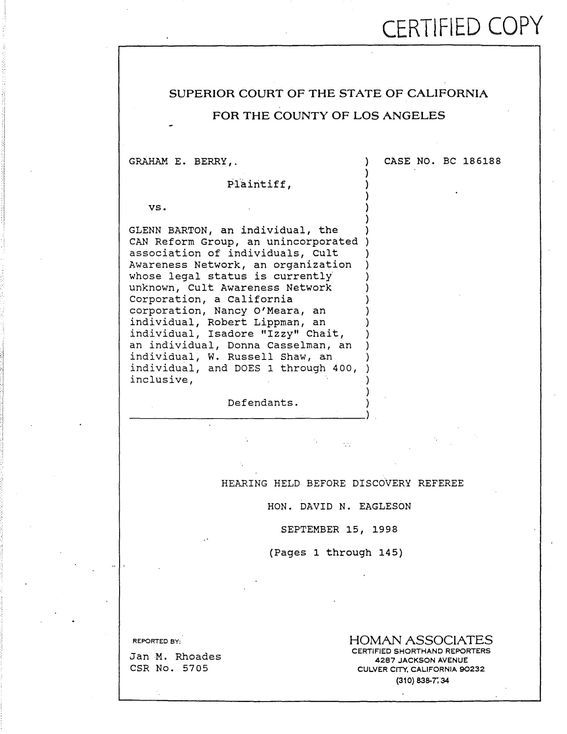 Michael Philip Pattinson v. Church of Scientology International and Religious Technology Center